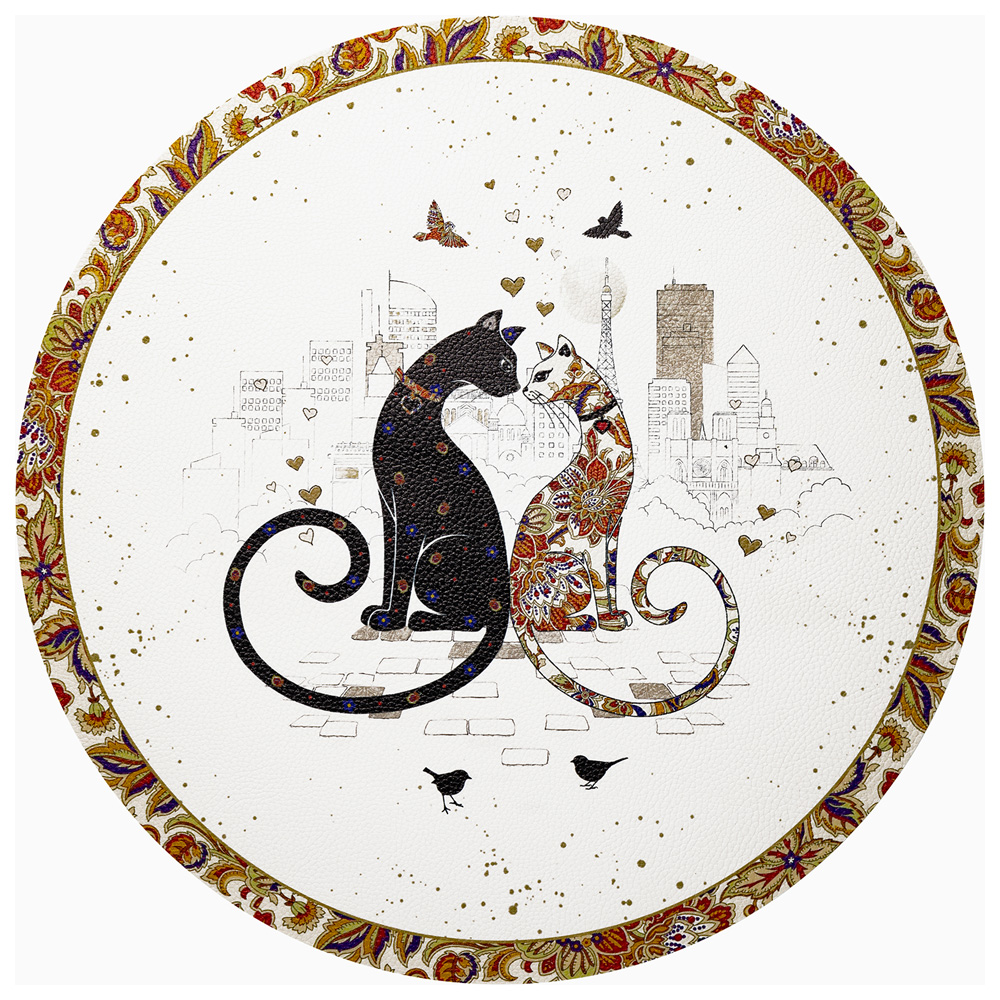 НАБОР ПОДСТАНОВОЧНЫХ САЛФЕТОК "ПАРИЖСКИЕ КОТЫ" ИЗ 2 ШТ., ДИАМЕТР=38 СМ