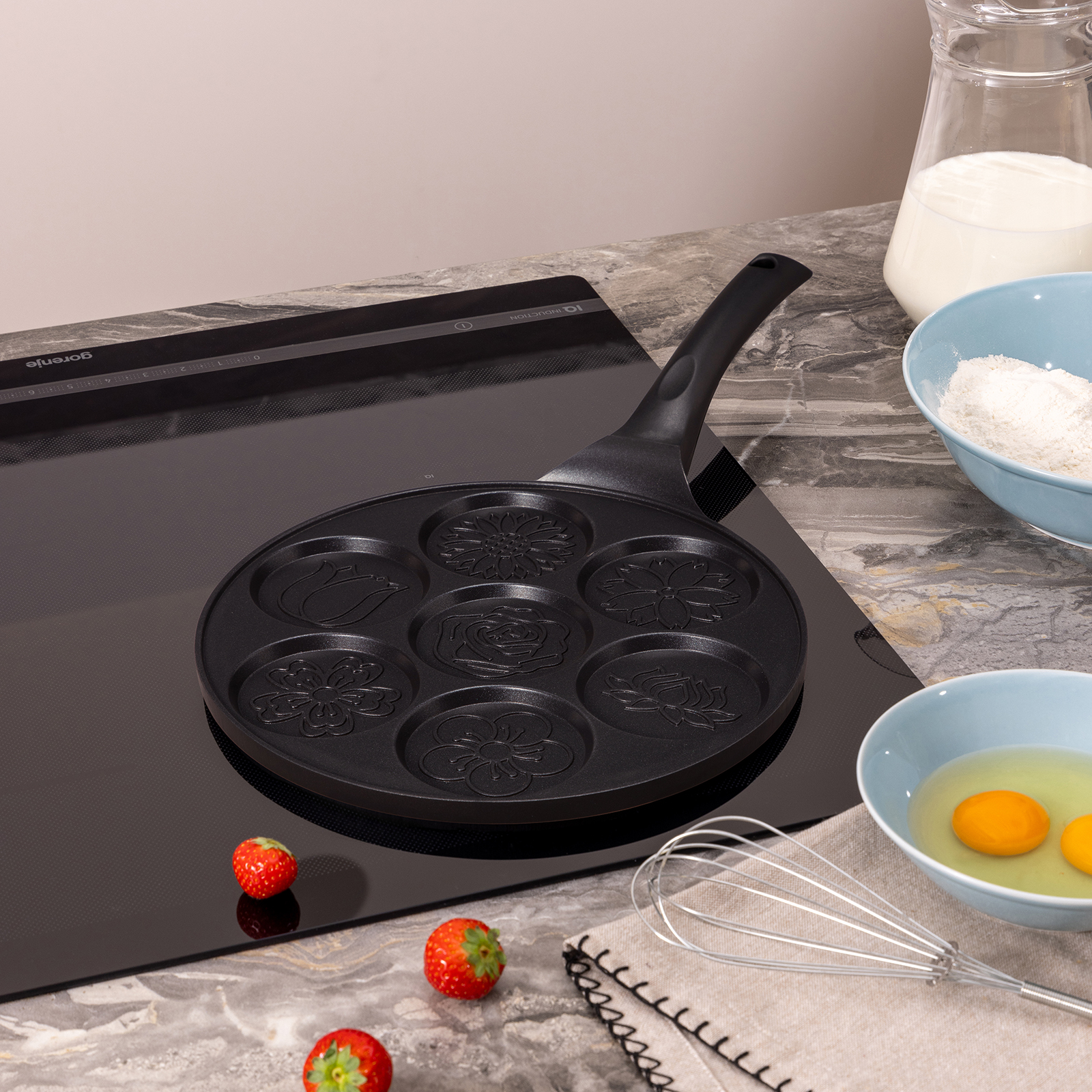 СКОВОРОДА AGNESS "FLOWER STORY" ДЛЯ ОЛАДИЙ С АНТИПРИГАР.ПОКРЫТИЕМ ДИАМЕТР=26.5 СМ