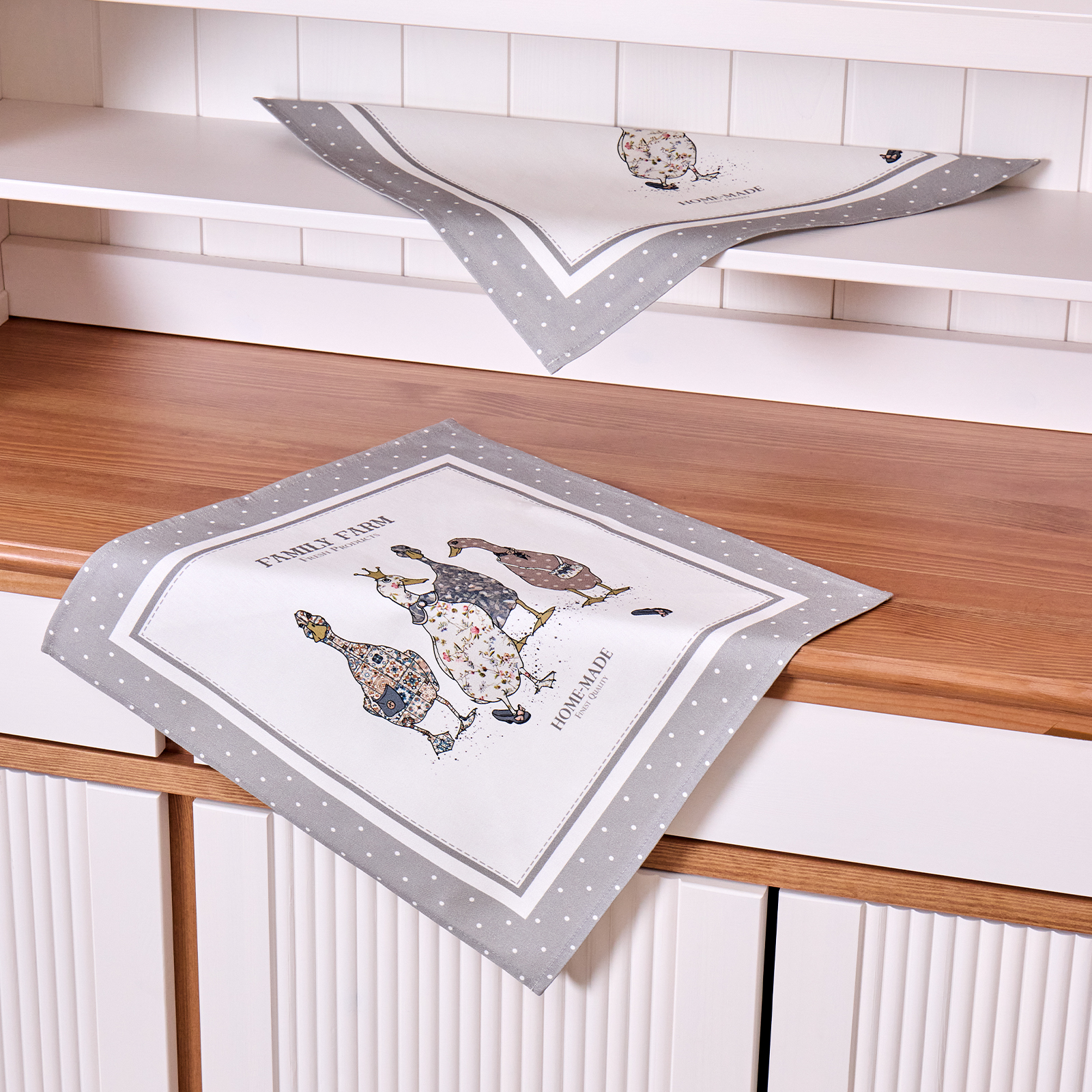 НАБОР САЛФЕТОК ИЗ 2-Х ШТ "FAMILY FARM" 40Х40СМ, ТВИЛ, 100% ХЛОПОК, СЕРЫЙ