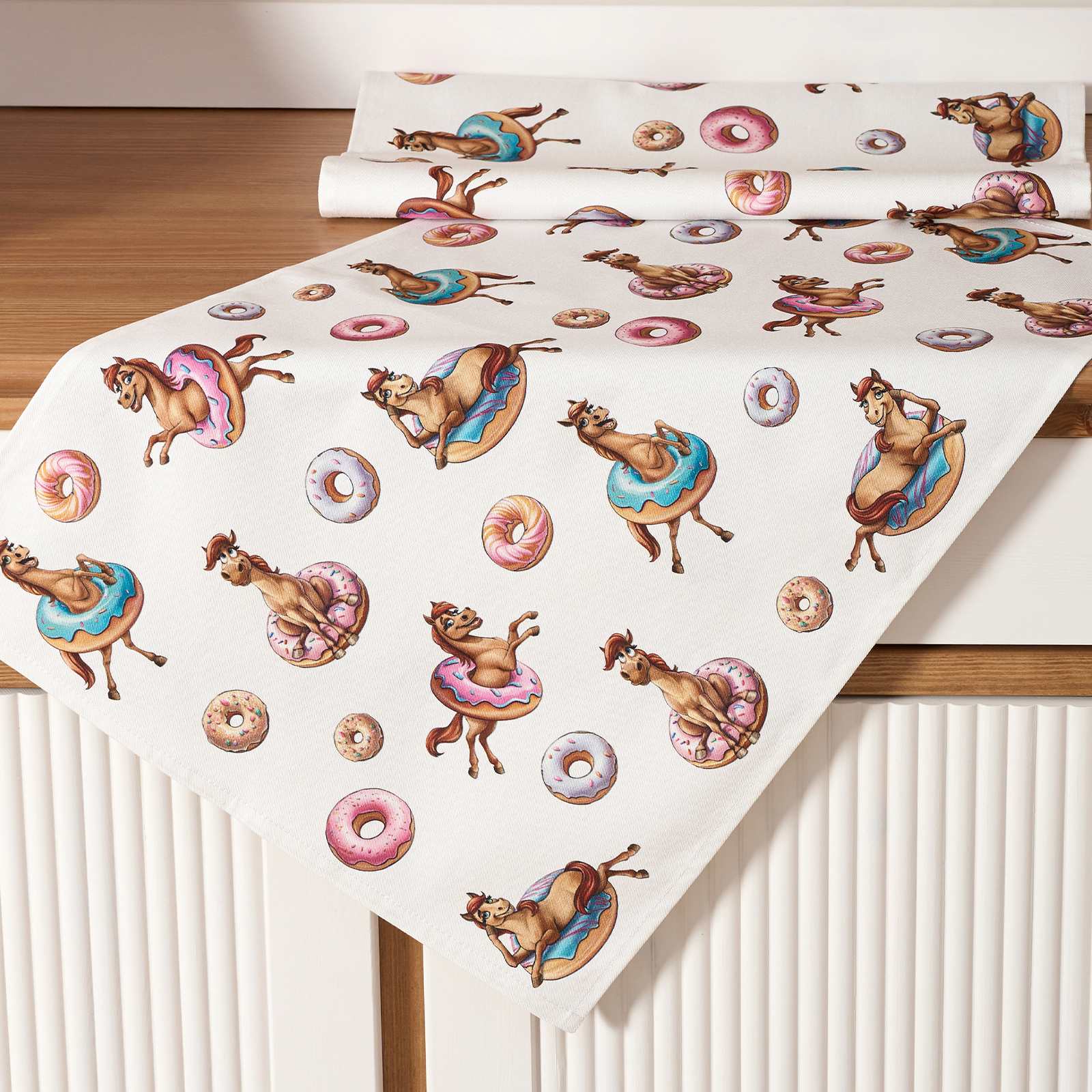 НАБОР ПОЛОТЕНЕЦ ИЗ 2ШТ "ЛОШАДЬ В ПОНЧИКАХ",БЕЛЫЙ,40Х60СМ ТВИЛ,100% ХЛОПОК