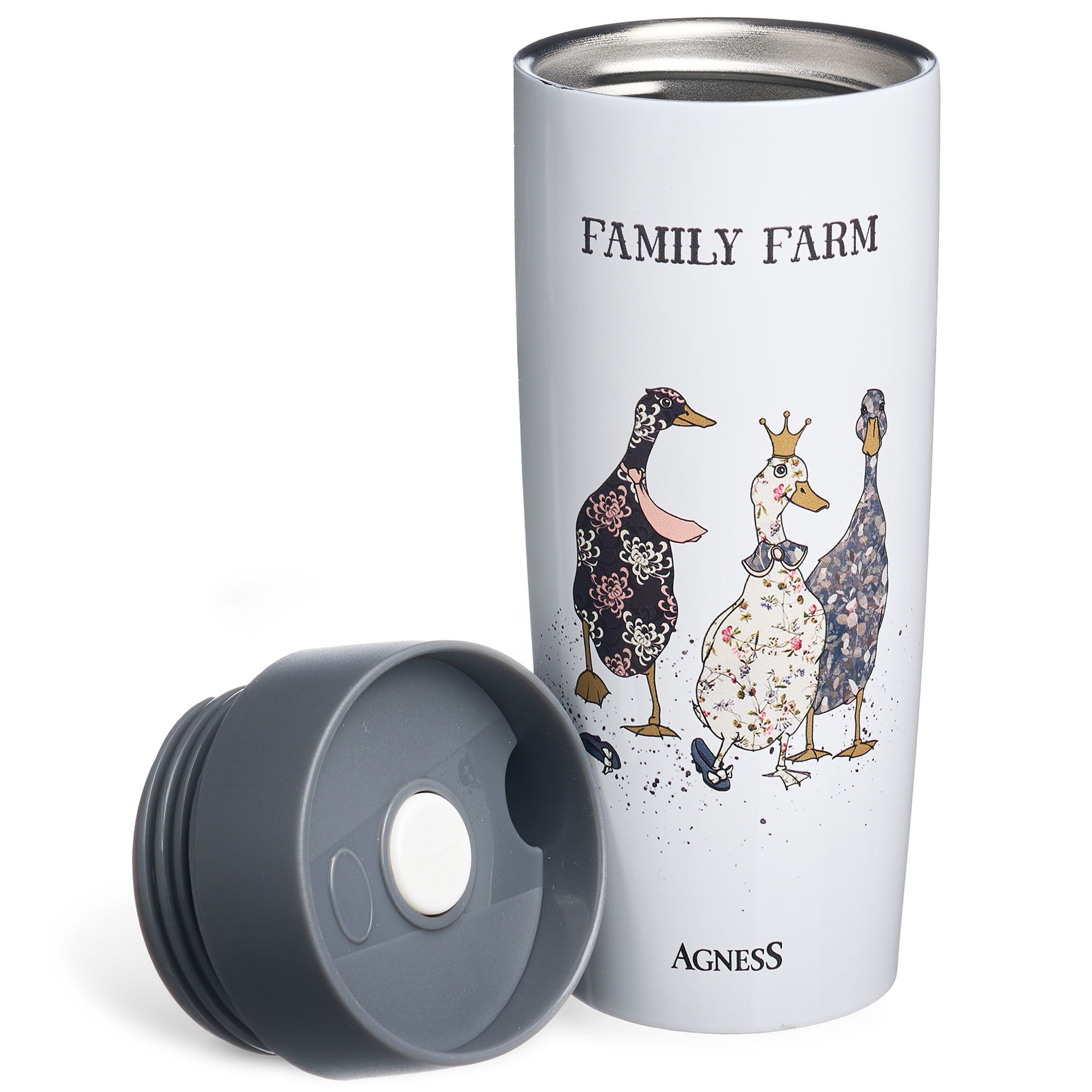 ТЕРМОКРУЖКА AGNESS  "FAMILY FARM" 360МЛ, КОЛБА НЕРЖ.СТАЛЬ 18/10