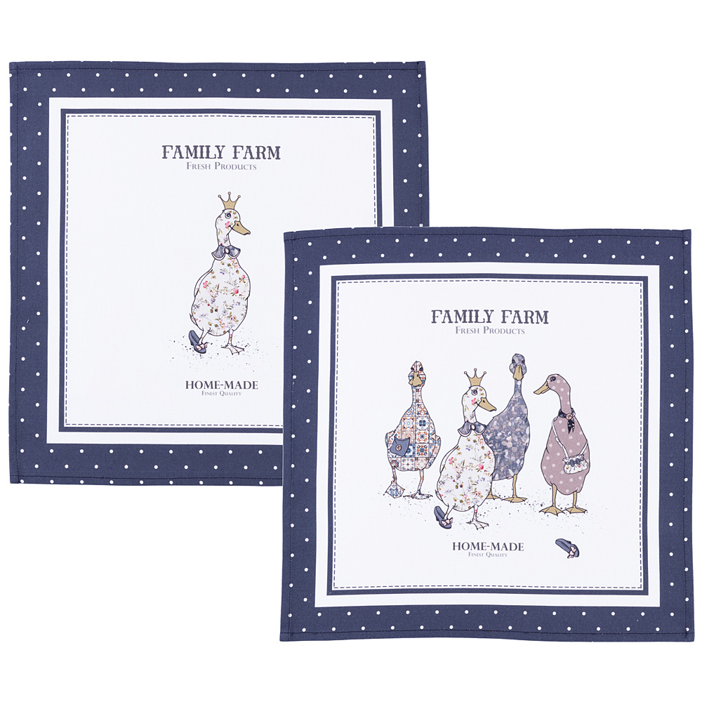 НАБОР САЛФЕТОК ИЗ 2-Х ШТ "FAMILY FARM",40Х40СМ, 100% ХЛОПОК ,СИНИЙ,ТВИЛ,