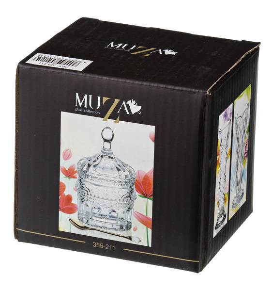 ИКОРНИЦА С ЛОЖКОЙ 155 МЛ 8,5*8,5 СМ. ВЫСОТА=13 СМ. КОЛЛЕКЦИЯ "MUZA" (КОР=24ШТ.)