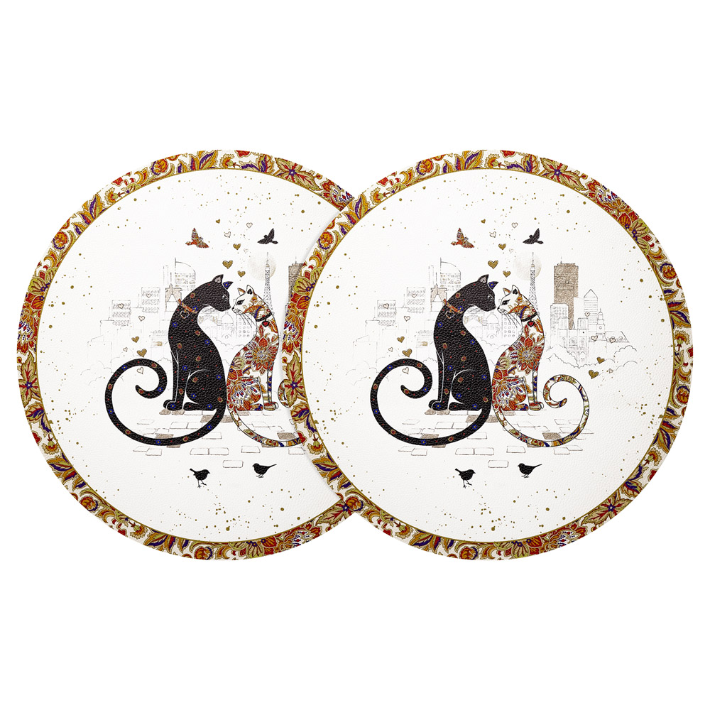 НАБОР ПОДСТАНОВОЧНЫХ САЛФЕТОК "ПАРИЖСКИЕ КОТЫ" ИЗ 2 ШТ., ДИАМЕТР=38 СМ