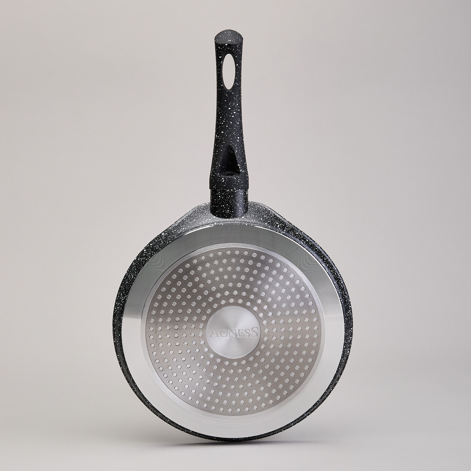 СКОВОРОДА БЛИННАЯ AGNESS С АНТИПРИГАРНЫМ ПОКРЫТИЕМ "BLACK MARBLE", 22Х2СМ, ИНДУКЦИОННОЕ ДНО