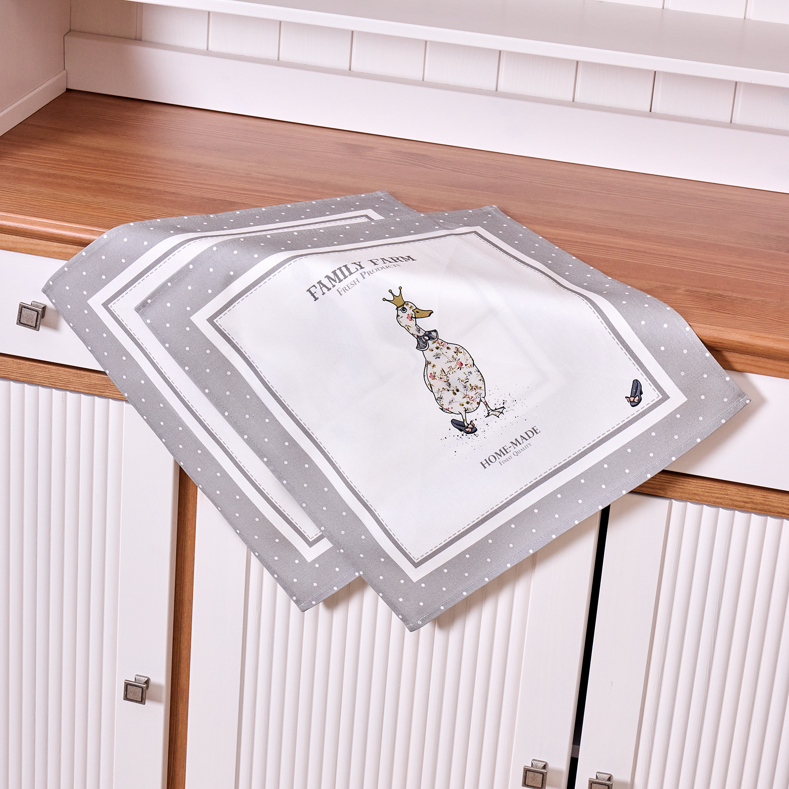 НАБОР САЛФЕТОК ИЗ 2-Х ШТ "FAMILY FARM" 40Х40СМ, ТВИЛ, 100% ХЛОПОК, СЕРЫЙ