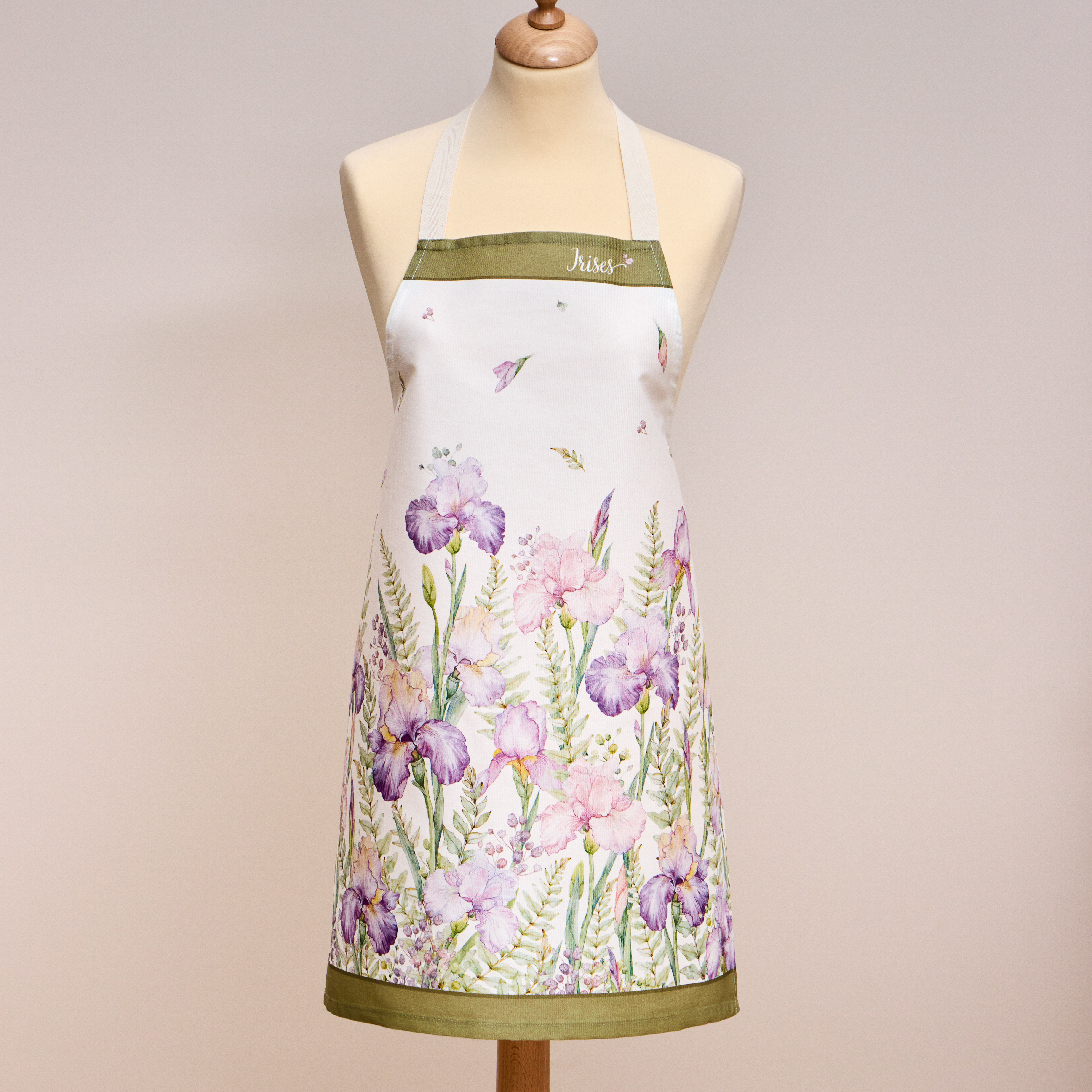 ФАРТУК "ИРИСЫ",60Х70 СМ 100% ХЛОПОК,БЕЛЫЙ,ТВИЛ,ПРОПИТКА