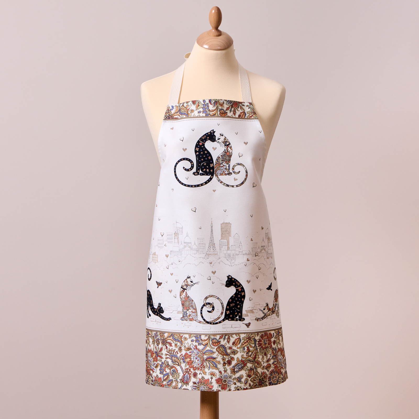 ФАРТУК "ПАРИЖСКИЕ КОТЫ"60Х70СМ 100% ХЛОПОК, КАЙМА,ТВИЛ,ПРОПИТКА