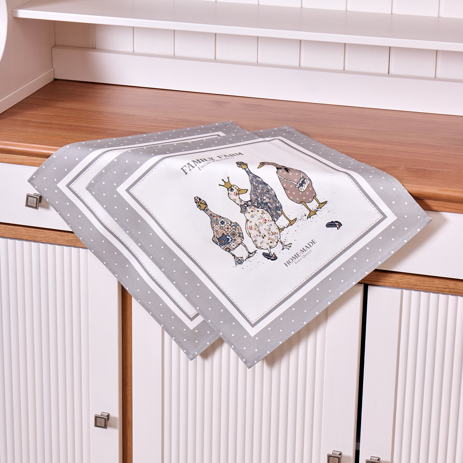 НАБОР САЛФЕТОК ИЗ 2-Х ШТ "FAMILY FARM" 40Х40СМ, ТВИЛ, 100% ХЛОПОК, СЕРЫЙ