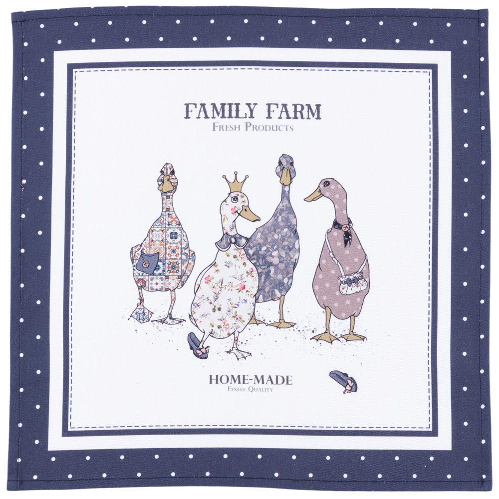 НАБОР САЛФЕТОК ИЗ 2-Х ШТ "FAMILY FARM",40Х40СМ, 100% ХЛОПОК ,СИНИЙ,ТВИЛ,