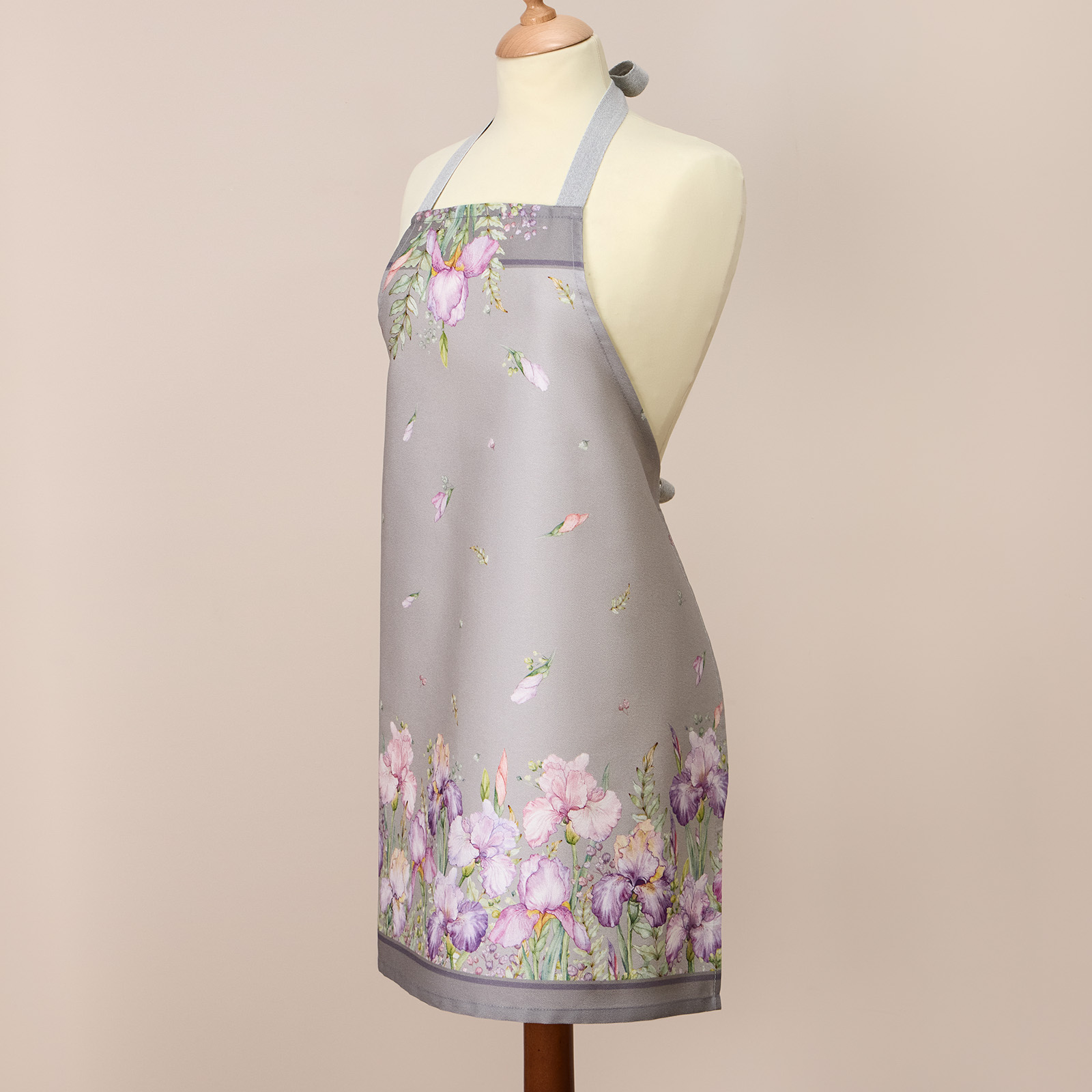 ФАРТУК "ИРИСЫ" 60Х70СМ,100% ХЛОПОК,СЕРЫЙ,ТВИЛ,ПРОПИТКА