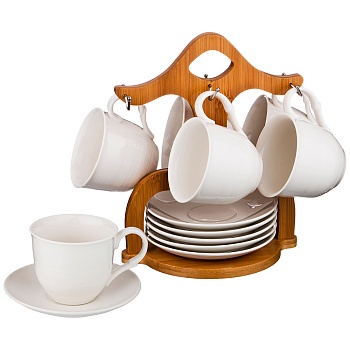 ЧАЙНЫЙ НАБОР LEFARD "NATIVE"  НА 6 ПЕР. 12 ПР. 180 МЛ НА ДЕР. ПОДСТАВКЕ (КОР=8НАБ.)