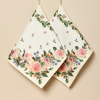 НАБОР  ПОЛОТЕНЕЦ ИЗ 2-Х ШТ "ВИНТАЖ"40Х60 СМ ,КРЕМОВЫЙ, 100% ХЛОПОК,ТВИЛ