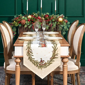 ДОРОЖКА НА СТОЛ "ЩЕЛКУНЧИК", 45Х300СМ, БЕЖЕВЫЙ, 100% ХЛОПОК,ТВИЛ