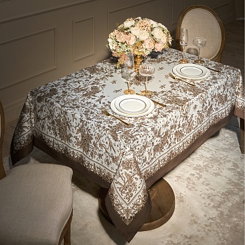 СКАТЕРТЬ "RICH GARDEN" 140Х180СМ ,БЕЛЫЙ ,100% ХЛОПОК ,ТВИЛ С ПРОПИТКОЙ