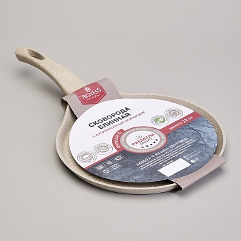 СКОВОРОДА БЛИННАЯ AGNESS С АНТИПРИГАРНЫМ ПОКРЫТИЕМ "LATTE", 22Х2СМ, ИНДУКЦИОННОЕ ДНО