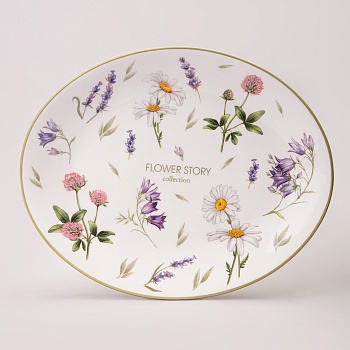 БЛЮДО ОВАЛЬНОЕ AGNESS "FLOWER STORY" 31,5*25,5*3 СМ (КОР=12ШТ.)