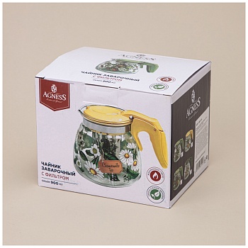 ЗАВАРОЧНЫЙ ЧАЙНИК AGNESS С ФИЛЬТРОМ "ФРУКТЫ"  900 МЛ.