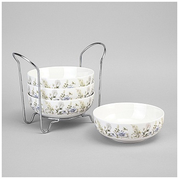 НАБОР САЛАТНИКОВ LEFARD "GRASSES"  НА МЕТАЛЛ. ПОДСТАВКЕ 4 ШТ. 16*5,7 СМ 700 МЛ (КОР=6НАБ.)