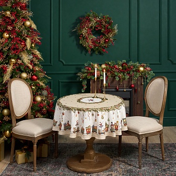 СКАТЕРТЬ КРУГЛАЯ  "ЩЕЛКУНЧИК" ,150СМ , БЕЖЕВЫЙ ,100% ХЛОПОК , ТВИЛ