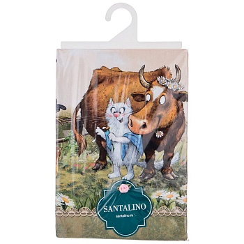 ФАРТУК "СИНИЕ КОТЫ. ПРО ЛЮБОВЬ"60Х70 СМ, 100% ХЛОПОК,ТВИЛ, БЕЖ