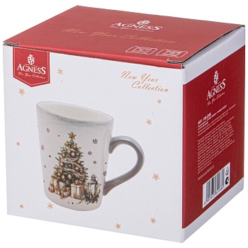 КРУЖКА AGNESS "С НОВЫМ ГОДОМ!" 12,2*8,8*10 СМ 320 МЛ (КОР=24ШТ.)
