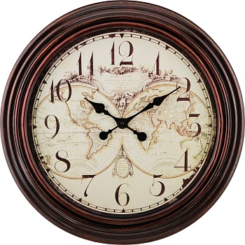 ЧАСЫ НАСТЕННЫЕ КВАРЦЕВЫЕ "WORLD MAP" 50*50*5 СМ.ДИАМЕТР ЦИФЕРБЛАТА=39 СМ.(КОР=4ШТ.)
