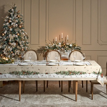 СКАТЕРТЬ "CELEBRATION" 140Х400СМ ,БЕЖЕВЫЙ,100% ХЛОПОК С ПРОПИТКОЙ,ТВИЛ