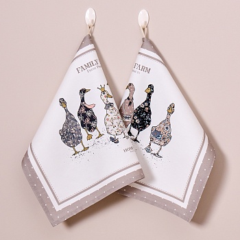 НАБОР ПОЛОТЕНЕЦ ИЗ 2-ХШТ"FAMILY FARM",40Х60СМ, 100% ХЛОПОК, КАПУЧИНО