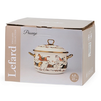 КАСТРЮЛЯ LEFARD ЭМАЛИРОВАННАЯ С КРЫШКОЙ, СЕРИЯ PASSAGE, 4,8Л, ДИА.22СМ ПОДХОДИТ ДЛЯ ИНДУК.ПЛИТ