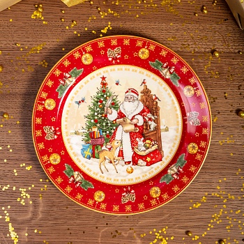 ТАРЕЛКА ОБЕДЕННАЯ LEFARD  "ДЕД МОРОЗ" 27 СМ КРАСНАЯ (КОР=18ШТ.)