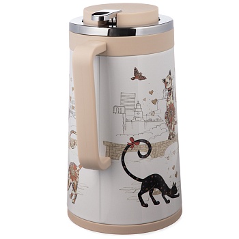 ТЕРМОС СО СТЕКЛЯННОЙ КОЛБОЙ, 950 МЛ, КРЫШКА С КЛАПАНОМ, СЕРИЯ "ПАРИЖСКИЕ КОТЫ"