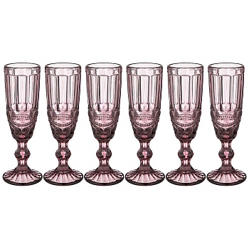 НАБОР БОКАЛОВ ДЛЯ ШАМПАНСКОГО "СЕРПЕНТИНА" ИЗ 6ШТ. СЕРИЯ "MUZA COLOR" 150МЛ. / В=20 СМ (КОР=4НАБ.)