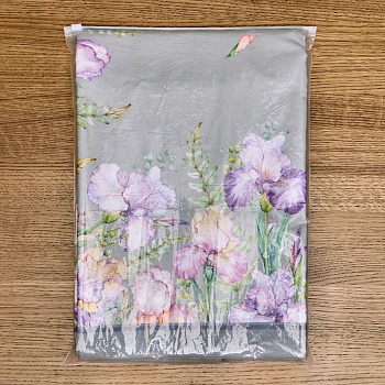 СКАТЕРТЬ КРУГЛАЯ "ИРИСЫ" 190СМ ,СЕРЫЙ, 100% ХЛОПОК, ТВИЛ, С ПРОПИТКОЙ