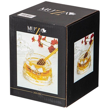 БАНКА ДЛЯ МЕДА С ПАЛОЧКОЙ "VENEZIA" 280 МЛ. Д=11,5 СМ. В=14 СМ. КОЛЛЕКЦИЯ "MUZA" (КОР=8ШТ.)