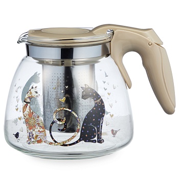 ЗАВАРОЧНЫЙ ЧАЙНИК AGNESS С ФИЛЬТРОМ "ПАРИЖСКИЕ КОТЫ"  900 МЛ.