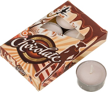 НАБОР ПЛАВАЮЩИХ СВЕЧЕЙ ИЗ 6 ШТ. "ШОКОЛАД" ДИАМЕТР=4 СМ.ВЫСОТА=2 СМ.(КОР=24НАБОР.)