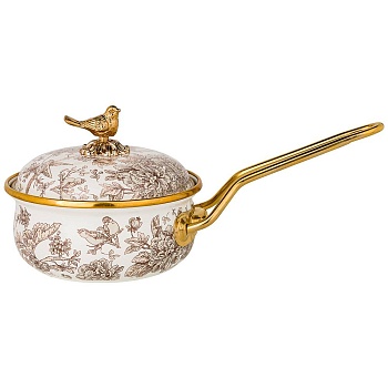 КОВШ AGNESS ЭМАЛИРОВАННЫЙ, СЕРИЯ ROYAL GARDEN 14СМ / 0,9Л D=14 СМ  ДЛИНА=31СМ ПОДХОДИТ ДЛЯ ИНДУКЦИОН