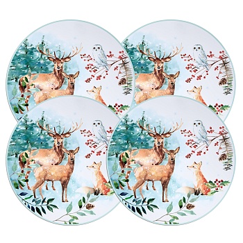 НАБОР ПОДСТАНОВОЧНЫХ САЛФЕТОК "ЗИМНЯЯ СКАЗКА" ИЗ 4 ШТ., ДИАМЕТР=38 СМ