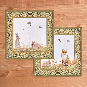 НАБОР САЛФЕТОК ИЗ 2-Х ШТ "ОХОТА" 40Х40СМ, ТВИЛ, 100% ХЛОПОК, ЛИСА