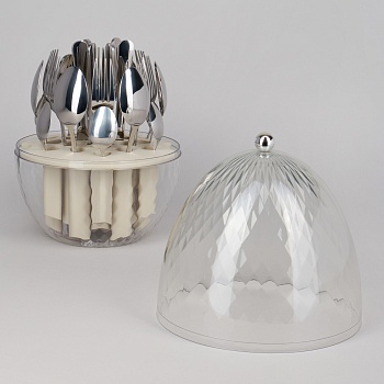 НАБОР СТОЛОВЫХ ПРИБОРОВ НА ВРАЩАЮЩЕЙСЯ ПОДСТАВКЕ, 24ПР