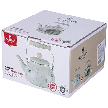 ЧАЙНИК AGNESS ЭМАЛИРОВАННЫЙ СЕРИЯ "DANDELION", 2,6 Л