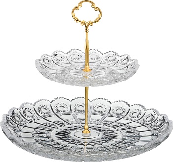 ФРУКТОВНИЦА 2-Х ЯРУСНАЯ "MUZA CRYSTAL" ДИАМЕТР=18/30 СМ. ВЫСОТА=28,5 СМ. (КОР=6ШТ.)