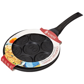 СКОВОРОДА AGNESS "СМАЙЛ" С АНТИПРИГАР.ПОКРЫТИЕМ ДИАМЕТР=26.5 СМ.(КОР=12ШТ)