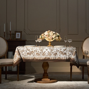 СКАТЕРТЬ "RICH GARDEN" 140Х180СМ ,БЕЛЫЙ ,100% ХЛОПОК ,ТВИЛ С ПРОПИТКОЙ