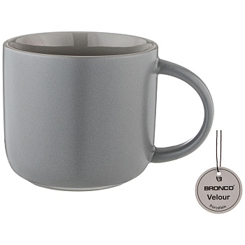 КРУЖКА BRONCO "VELOUR" 440 МЛ ТЕМНО-СЕРАЯ  (МАЛ=4ШТ./КОР=24ШТ.)