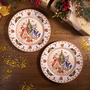 НАБОР ТАРЕЛОК ОБЕДЕННЫХ LEFARD "ДЕД МОРОЗ И СНЕГУРОЧКА"  2 ШТ. 27 СМ (КОР=9НАБ.)