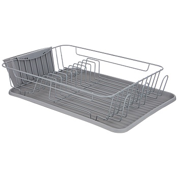 СУШИЛКА ДЛЯ ПОСУДЫ СЕРАЯ 42,5*30,5*10 СМ (КОР-6ШТ)