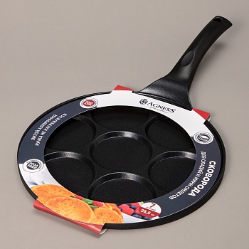 СКОВОРОДА AGNESS ДЛЯ ОЛАДИЙ С АНТИПРИГАР.ПОКРЫТИЕМ, ИНДУКЦИЯ, ДИАМЕТР=26.5 СМ