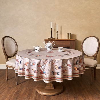 СКАТЕРТЬ КРУГЛАЯ "PASSAGE" 190СМ ,КАПУЧИНО, 100% ХЛОПОК,ТВИЛ,ПРОПИТКА